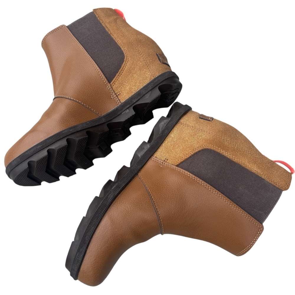 Sorel Joan Of Arctic Boots Girls 5 Brown Wedge Chelsea Glitter Shimmer Pull On - Picture 6 of 12
